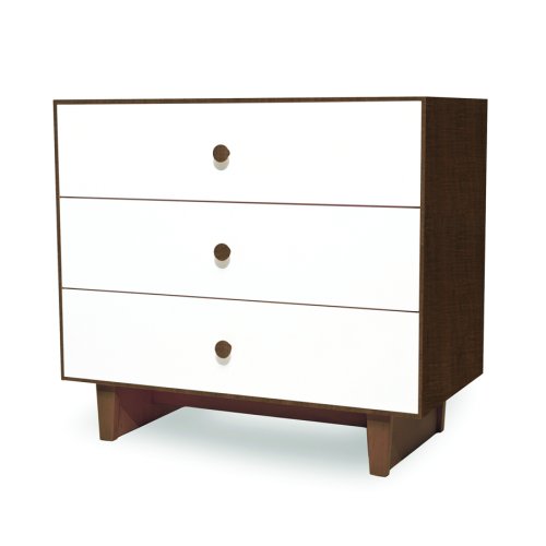 Commode Merlin Rhea 3 tiroirs - Blanc/Noyer